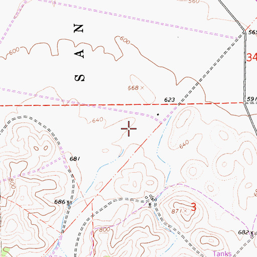 Topographic Map of Barrell Canyon, CA