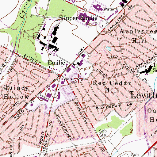 Topographic Map of Levittown Census Designated Place, PA