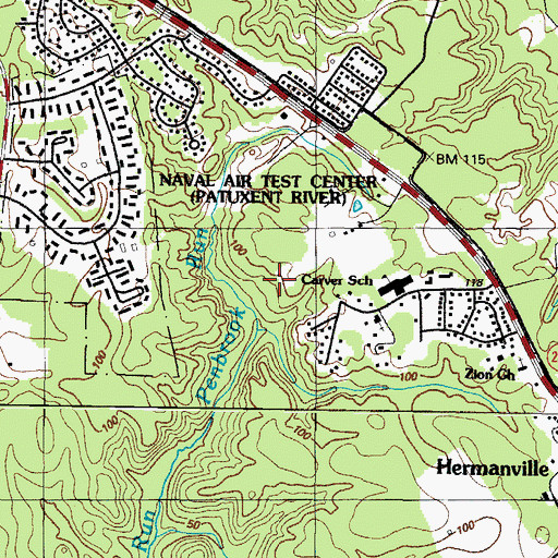 Topographic Map of Lexington Park Census Designated Place, MD
