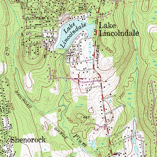 Topographic Map of Lincolndale Census Designated Place, NY