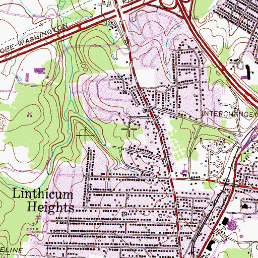 Topographic Map of Linthicum Census Designated Place, MD