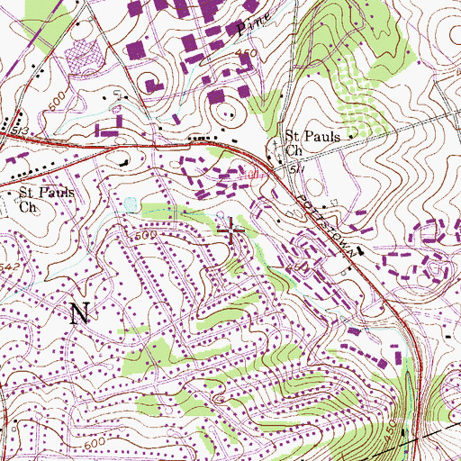Topographic Map of Lionville Census Designated Place, PA