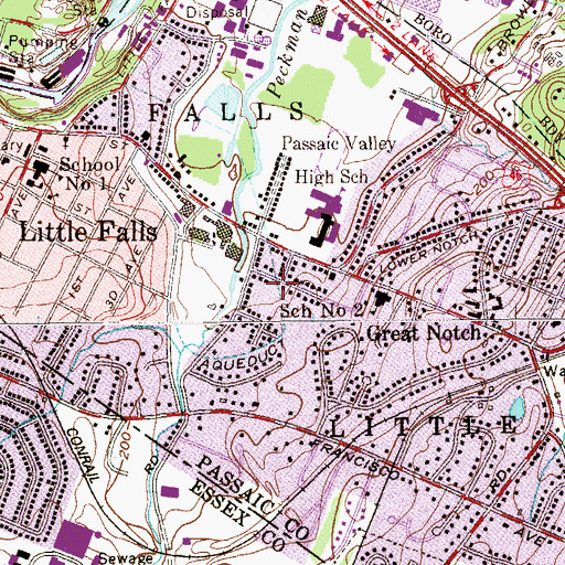 Topographic Map of Little Falls Census Designated Place, NJ