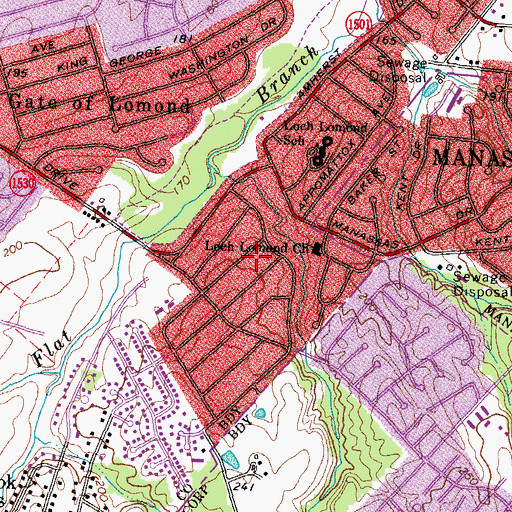 Topographic Map of Loch Lomond Census Designated Place, VA