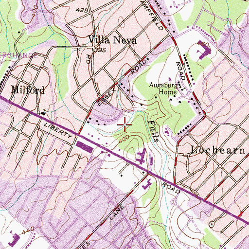 Topographic Map of Lochearn Census Designated Place, MD