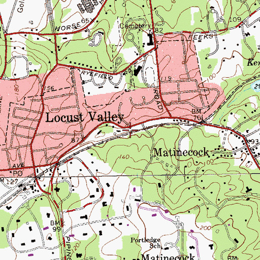 Topographic Map of Locust Valley Census Designated Place, NY