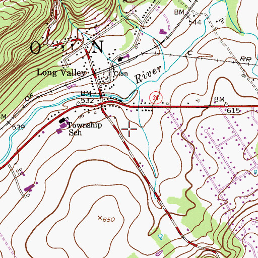 Topographic Map of Long Valley Census Designated Place, NJ