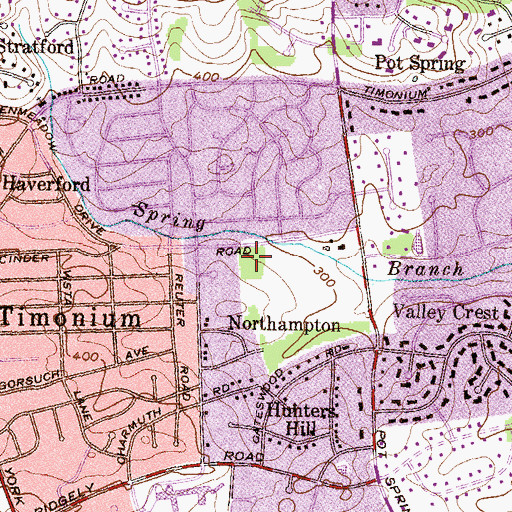 Topographic Map of Lutherville-Timonium Census Designated Place (historical), MD