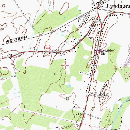 Topographic Map of Lyndhurst Census Designated Place, VA