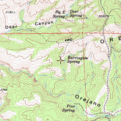 Topographic Map of Barrington Spring, CA