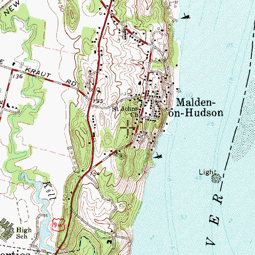 Topographic Map of Malden-on-Hudson Census Designated Place, NY