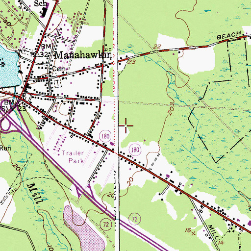 Topographic Map of Manahawkin Census Designated Place, NJ