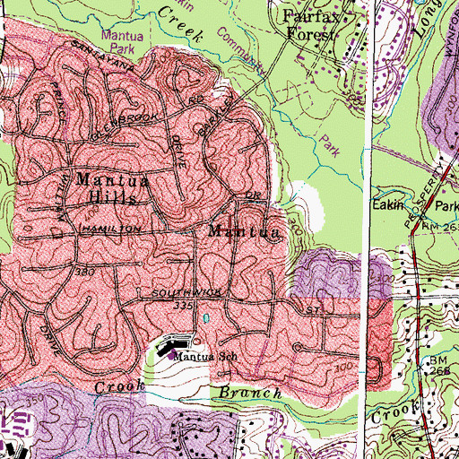 Topographic Map of Mantua Census Designated Place, VA