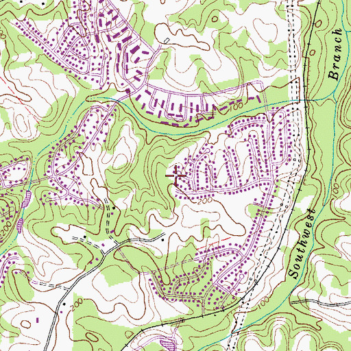 Topographic Map of Marlton Census Designated Place, MD
