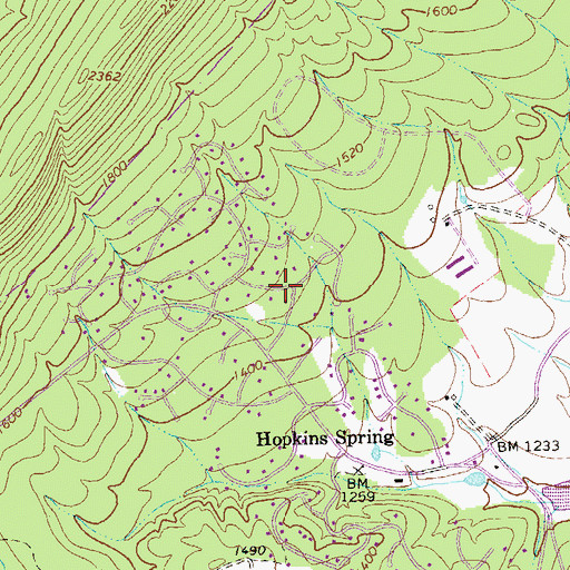 Topographic Map of Massanutten Census Designated Place, VA