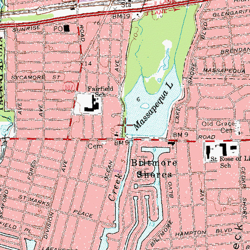 Topographic Map of Massapequa Census Designated Place, NY
