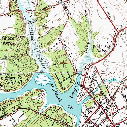 Topographic Map of Mattituck Census Designated Place, NY