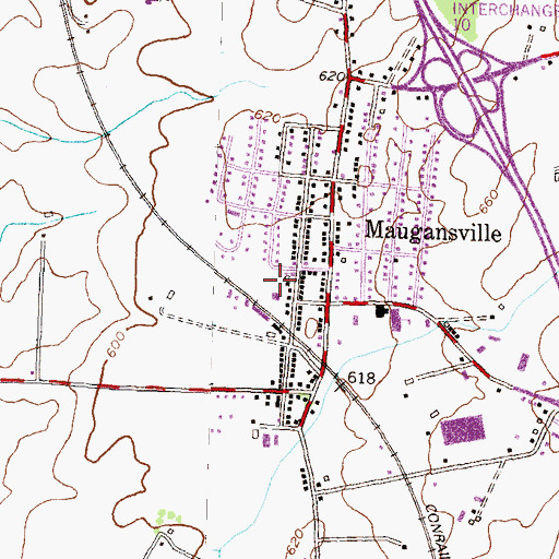 Topographic Map of Maugansville Census Designated Place, MD