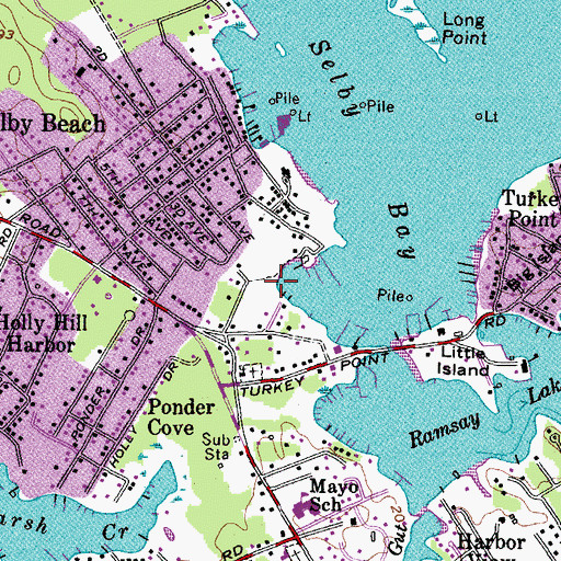 Topographic Map of Mayo Census Designated Place, MD