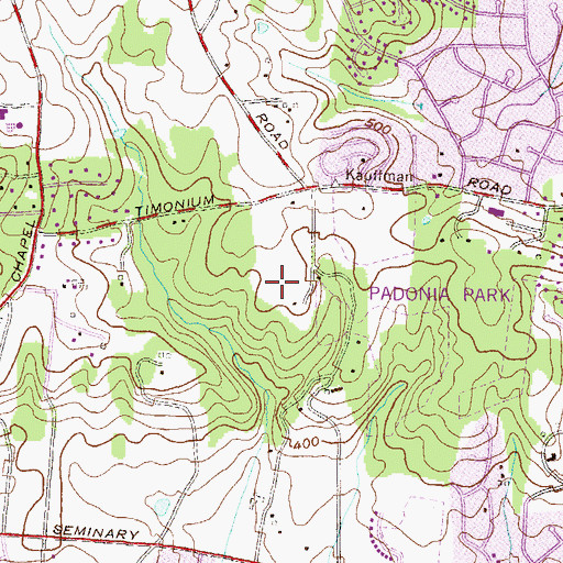 Topographic Map of Mays Chapel Census Designated Place, MD