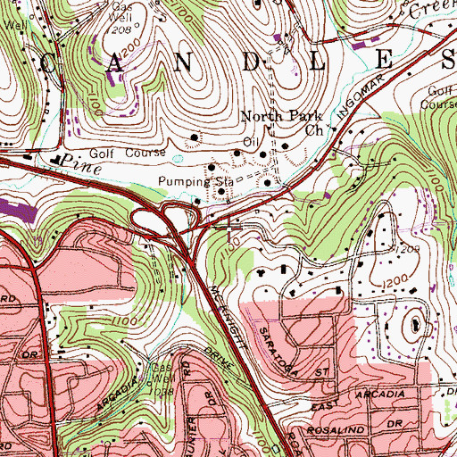Topographic Map of McCandless Township Census Designated Place, PA