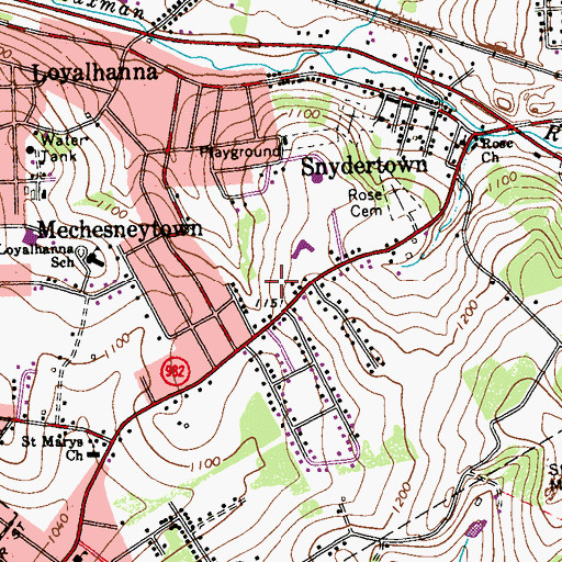 Topographic Map of Loyalhanna Census Designated Place, PA