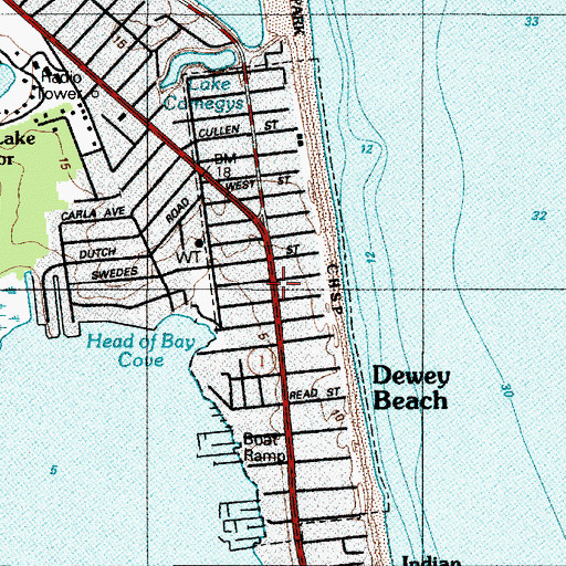 Topographic Map of Town of Dewey Beach, DE