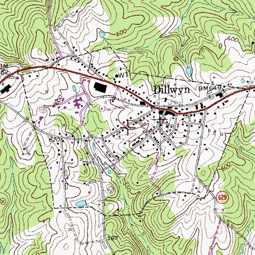 Topographic Map of Town of Dillwyn, VA