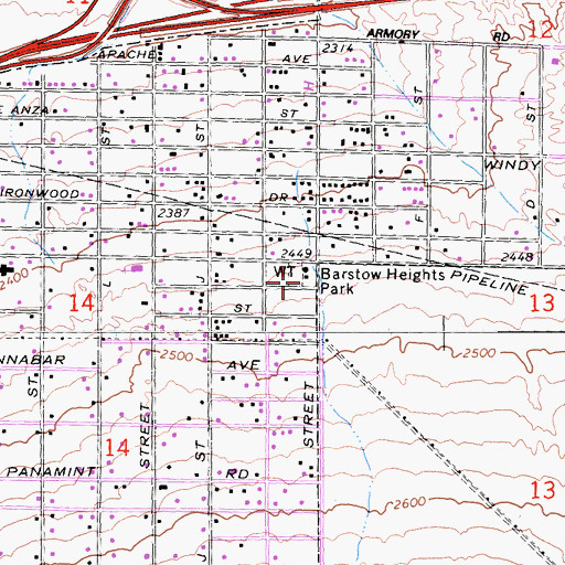 Topographic Map of Barstow Heights Park, CA