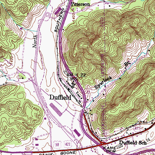 Topographic Map of Town of Duffield, VA