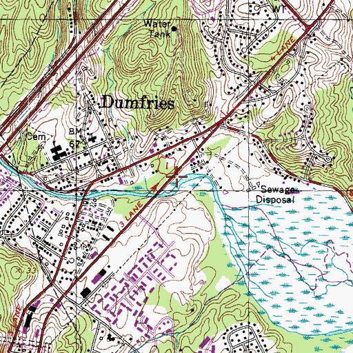 Topographic Map of Town of Dumfries, VA