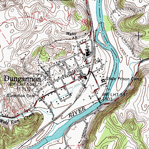 Topographic Map of Town of Dungannon, VA