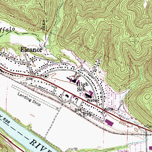 Topographic Map of Town of Eleanor, WV