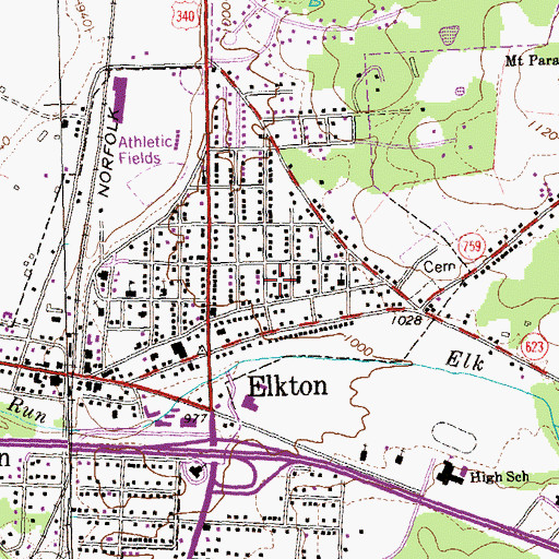 Topographic Map of Town of Elkton, VA