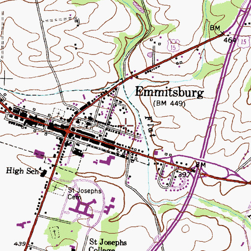Topographic Map of Town of Emmitsburg, MD