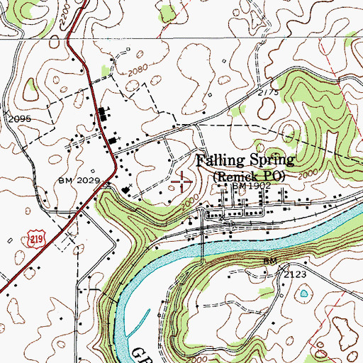 Topographic Map of Town of Falling Spring, WV