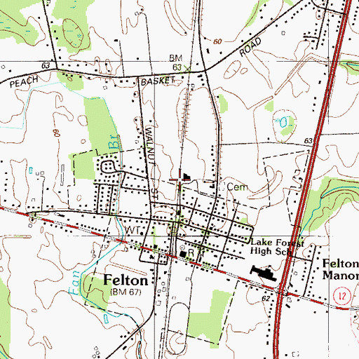 Topographic Map of Town of Felton, DE
