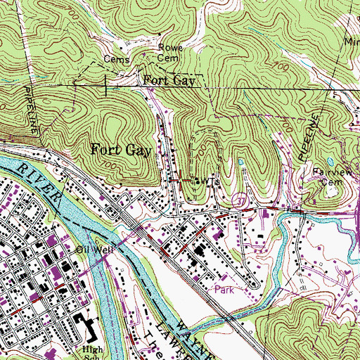 Topographic Map of Town of Fort Gay, WV
