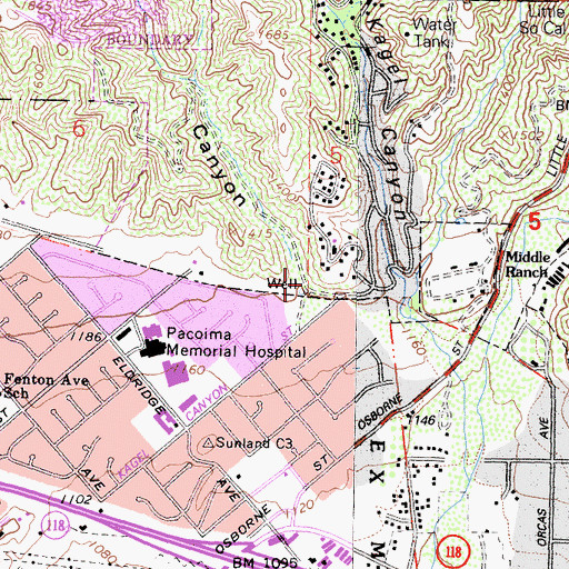 Topographic Map of Bartholomaus Canyon, CA