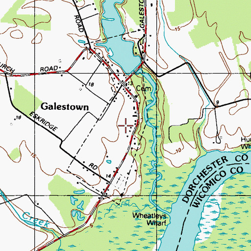 Topographic Map of Town of Galestown, MD