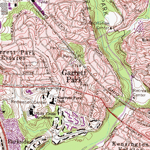 Topographic Map of Town of Garrett Park, MD