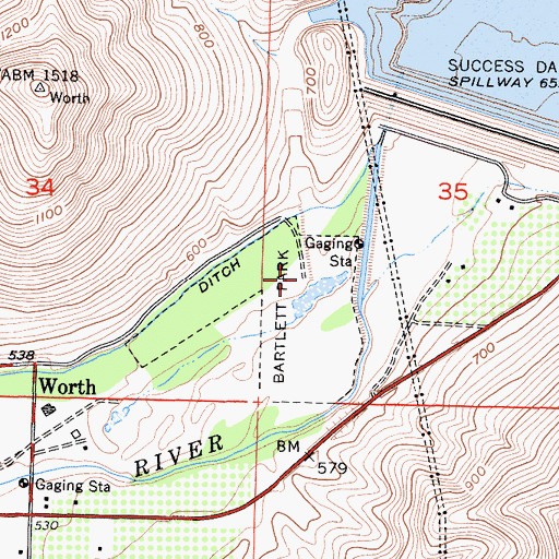 Topographic Map of Bartlett Park, CA