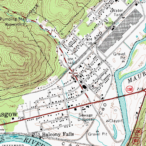 Topographic Map of Town of Glasgow, VA