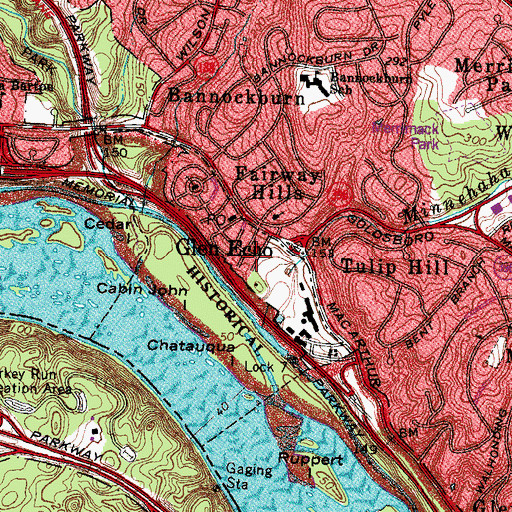 Topographic Map of Town of Glen Echo, MD