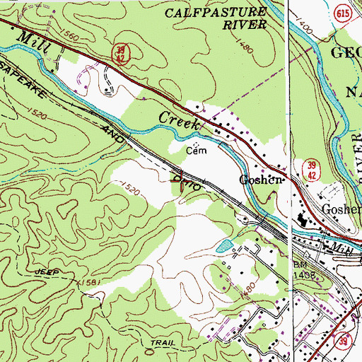 Topographic Map of Town of Goshen, VA