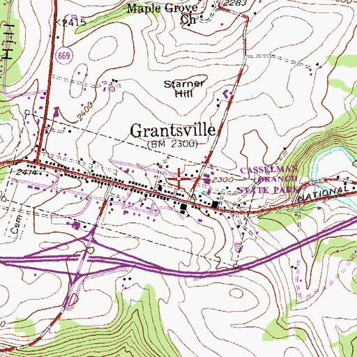 Topographic Map of Town of Grantsville, MD