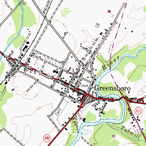Topographic Map of Town of Greensboro, MD