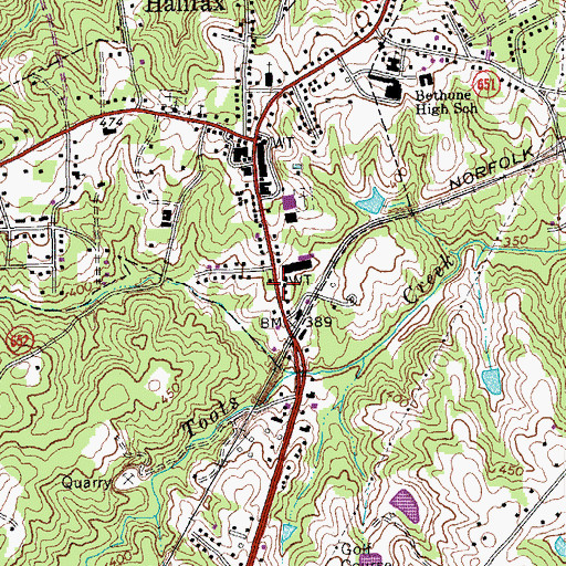 Topographic Map of Town of Halifax, VA