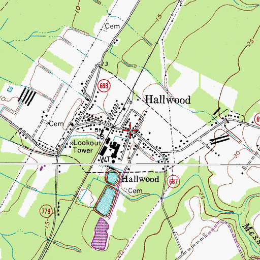 Topographic Map of Town of Hallwood, VA
