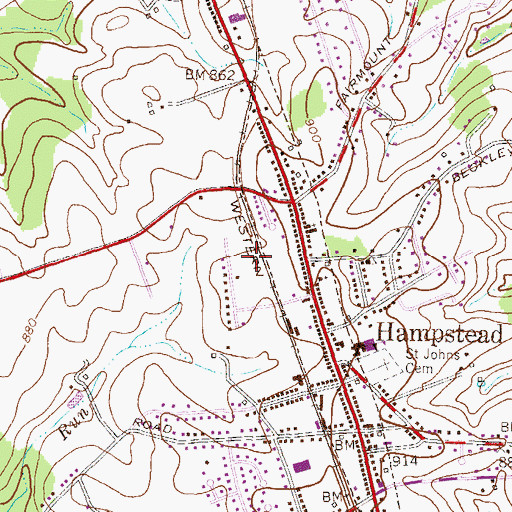 Topographic Map of Town of Hampstead, MD